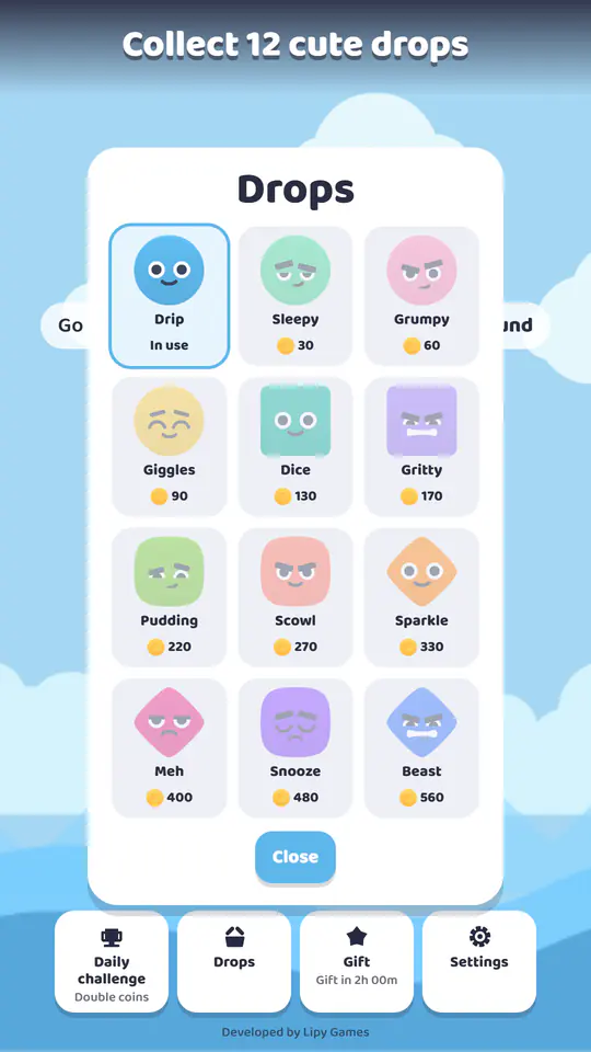 Dropaloo: tampilan game