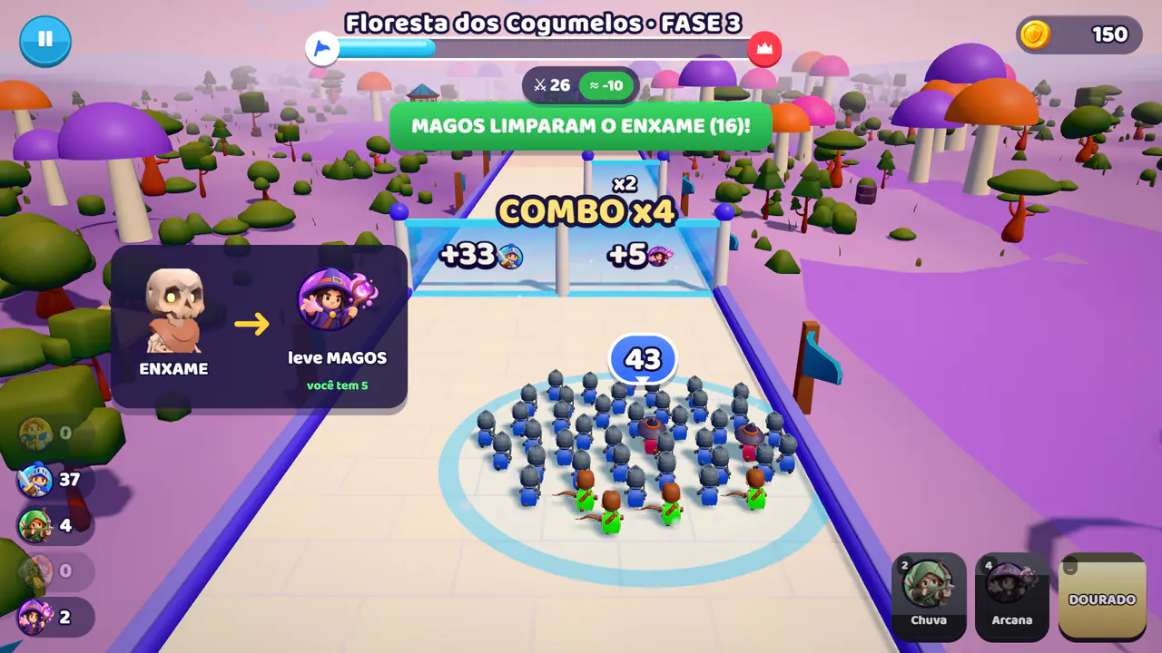 A legião corre pela Floresta dos Cogumelos