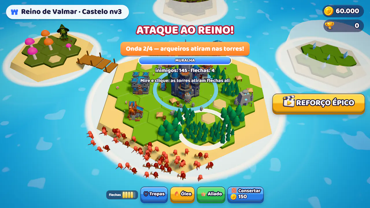 Ataque ao reino: esqueletos avançam contra a muralha