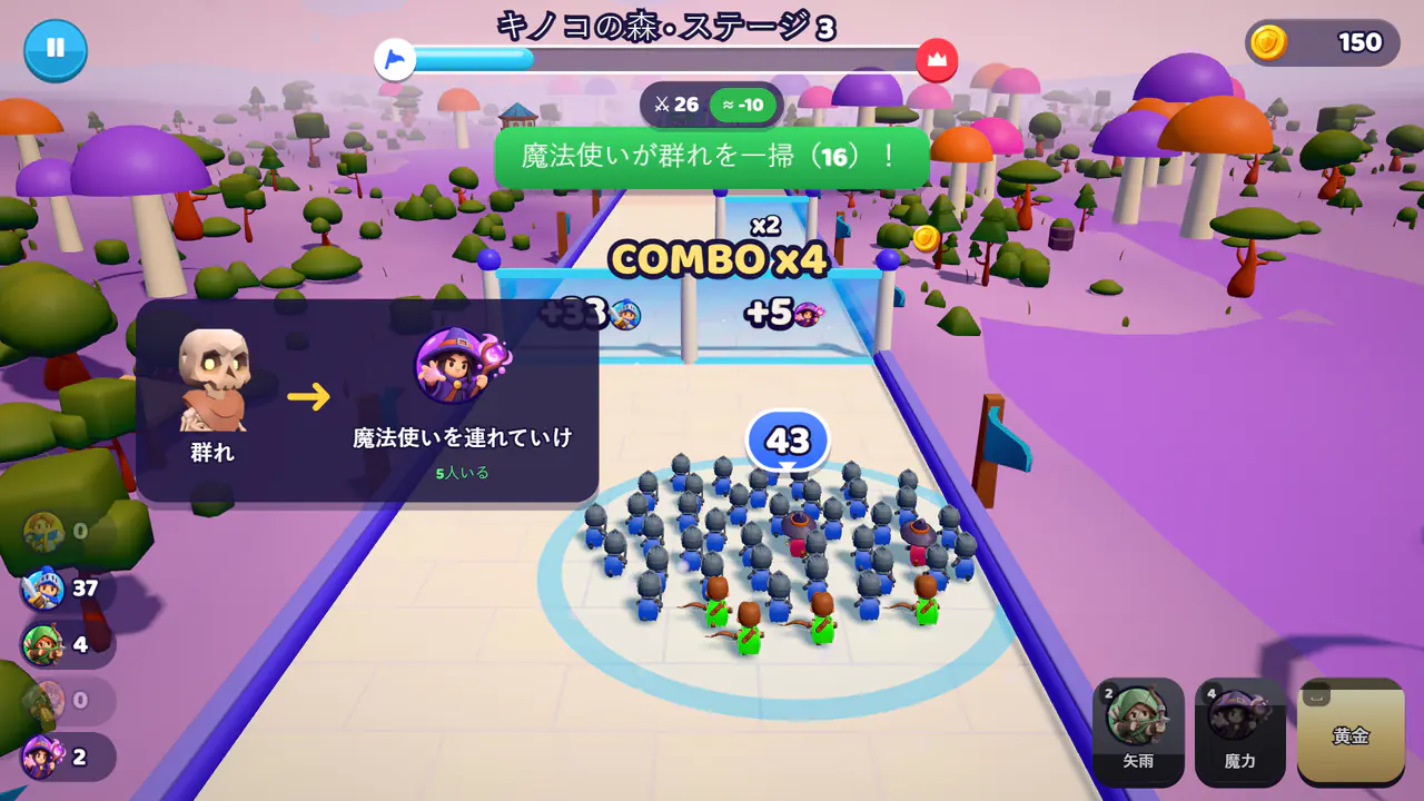 キノコの森を駆け抜ける軍団