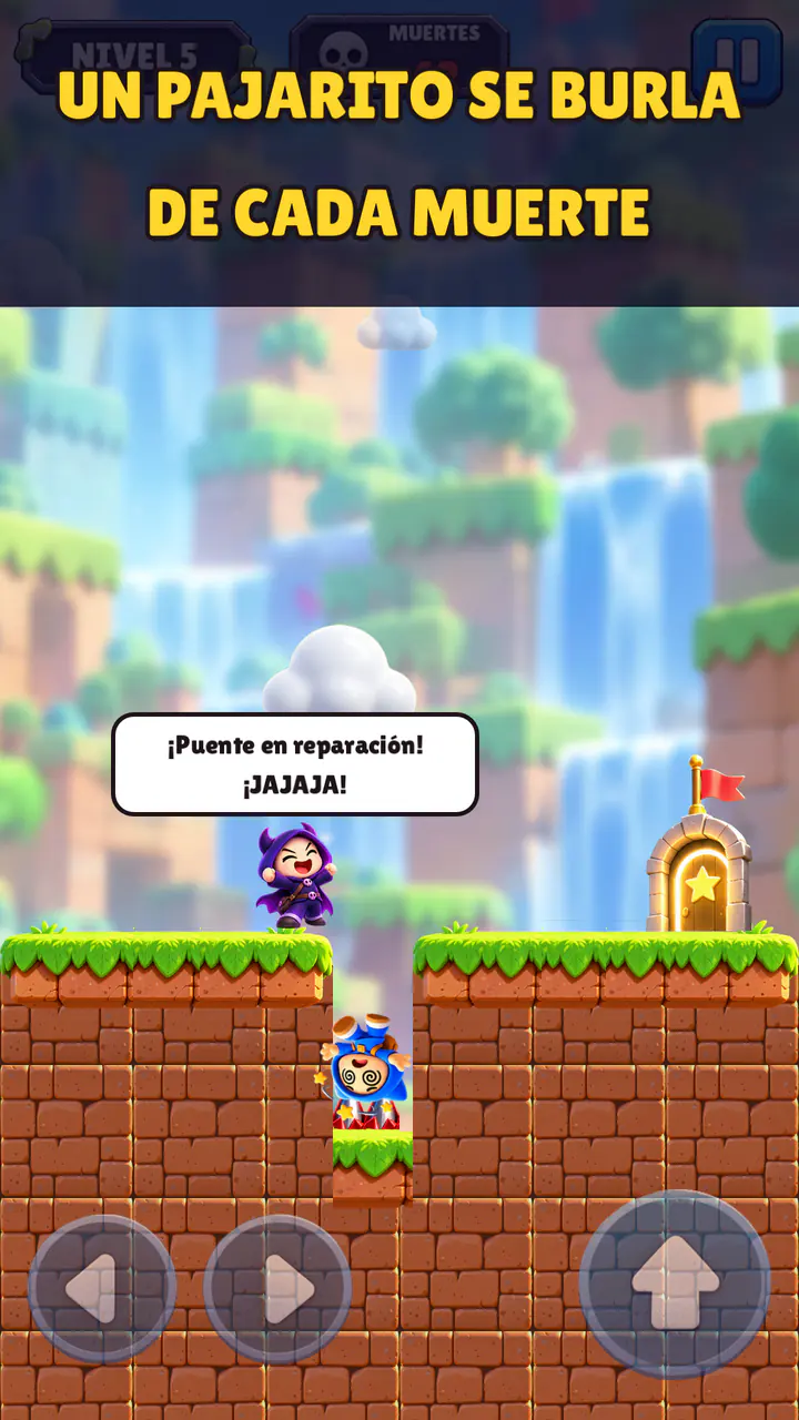 Pantalla de This Level Hates You: el pajarito se burla de la muerte del jugador