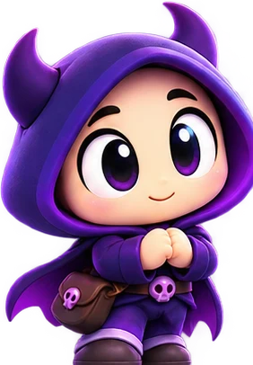The cute buddy in the purple hood