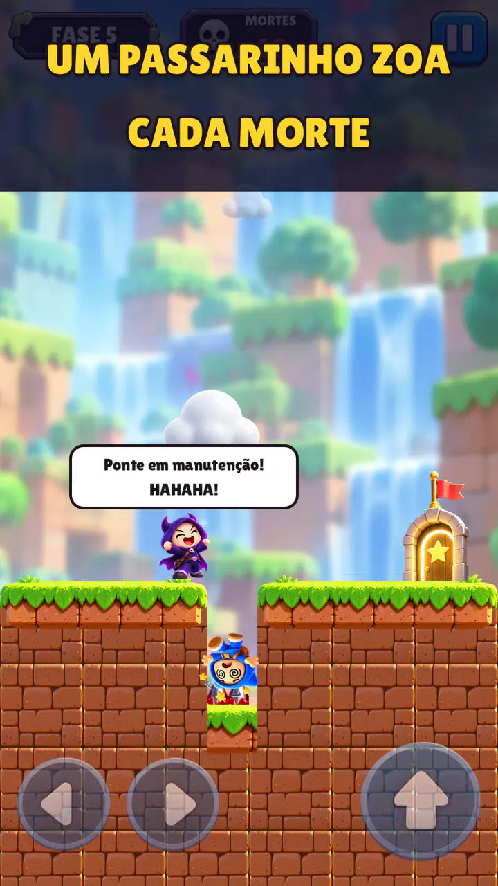 Tela do This Level Hates You: o passarinho zoa a morte do jogador